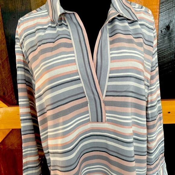 LOU & Grey v neck long sleeved striped tunic top, size S - Picture 2 of 6